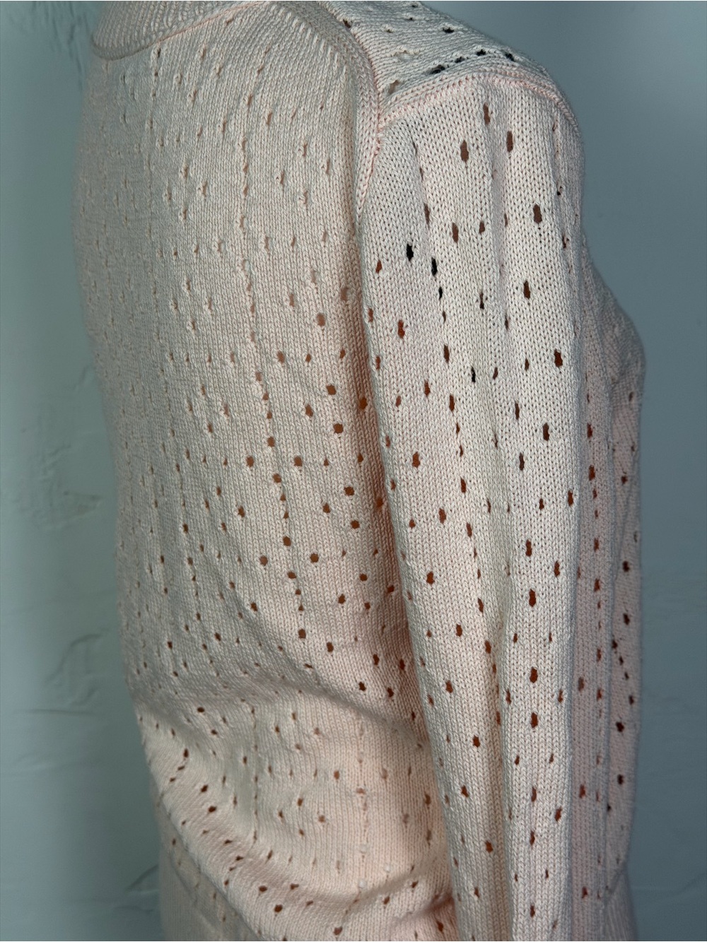 J. Crew - Point Sur Collection Pale Pink Openwork Crewneck Sweater - Perfect M - Picture 7 of 14
